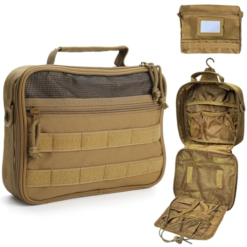 SUNRISING Tactical Toiletry Bag for Men,Men's Travel Toiletry Bag,Hanging Toiletry Bag Organizer Dopp Kit, Shaving Bag£¬Toiletries Shower Hygiene Bathroom Bag for Essentials Short Trips Camping - Khaki