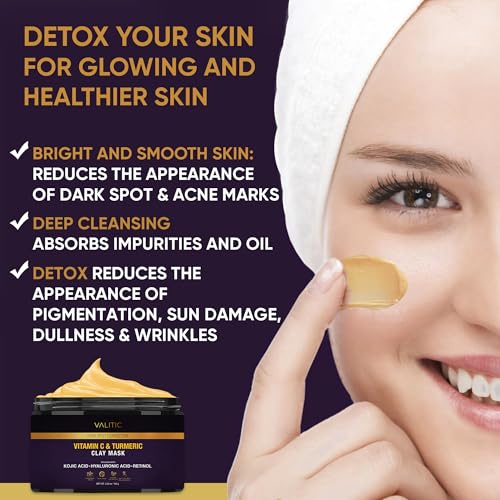 VALITIC 3.52oz Turmeric Vitamin C Clay Mask for Dark Spots & Radiance
