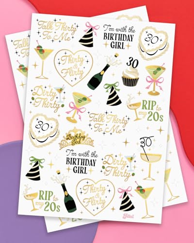 30th Birthday Temporary Tattoos - 50 Gold Foil Designs