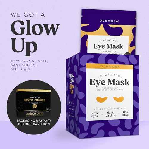 DERMORA Golden Glow Under Eye Patches (100 Pairs Eye Gels) | Rejuvenating Treatment | Dark Circles, Puffy Eyes, Refreshing, Revitalizing, Travel, Wrinkles