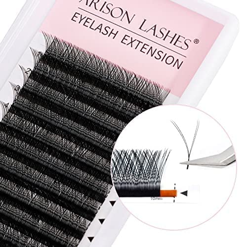 4D W Shape Eyelash Extension Natural Soft Volume 0.07mm D curl 9mm Premade Fans Faux Mink Matte Black Cluster 12 rows