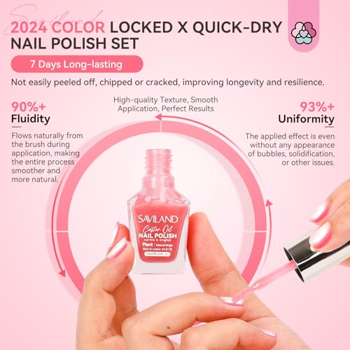 SAVILAND Pink Nail Strengthener & Ombre Nail Polish Set - 15ml + 6 Colors