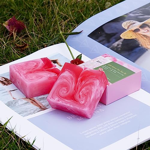 2 PCS Yoni Soap Bars for Women, 100% Handmade Natural PH Balanced & V Cleansing Soap for Women, All Natural Odor Remover with Bubble Foam Net, Yoni Wash Away Odor Deodorant 3.53oz/100g (pink)