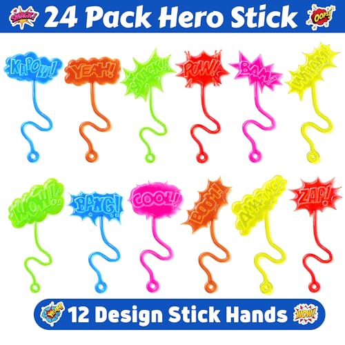 48 PCS Comic Hero Party Favors - Sticky Hands & Tattoos