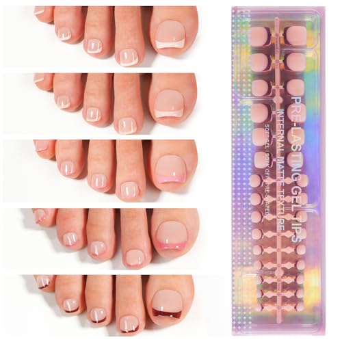Plauva French Tip Press-On Toenails, 150 pcs Soft Gel Nail Tips