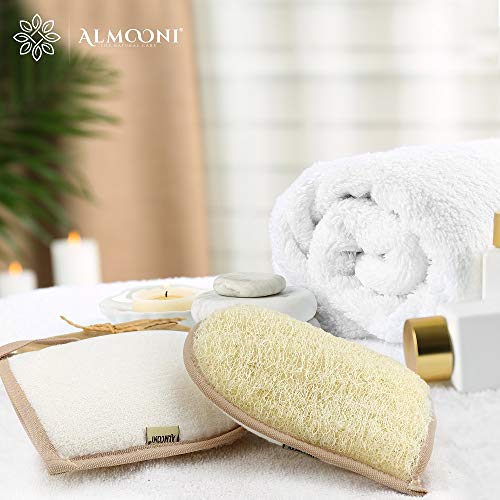 Premium Exfoliating Loofah Glove Pad Body Scrubber. Our Mitt Gloves are Made of Natural Egyptian Shower Loufa Sponge That Gets You Clean, Not Just Spreading Soap (2 Pack)