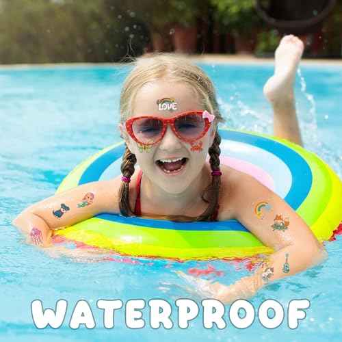 Temporary Tattoos for Kids, 36 Sheets, 350+ Mixed Luminous Styles, Glow In The Dark Tattoos Kids with Animal Alien Dinosaur Unicorn Balls Mermaid Car Space Butterfly Ocean Pirate Summer Rainbow etc
