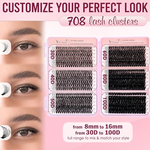 V-UCool 708Pc D Curl Cluster Lash Extension Kit with Bond & Seal