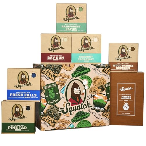 Dr. Squatch Men¡¯s Soap & Cologne Bundle - Birthday Gifts for Men - Bar Soap, Men's Cologne - Gifts for Men (6 Soap, 1 Cologne)