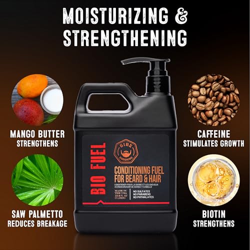 GIBS BioFuel Hair Conditioner For Men - Beard & Hair Conditioner Moisturizing, Liter, 33.8 Fl Oz (Pack of 1)