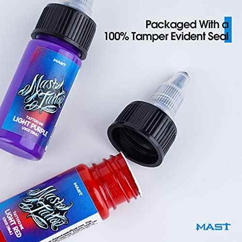 Mast Tattoo Inks 1/2oz (15ml) Kit 7 Bottles Mixed Color Triple Black High White Supply