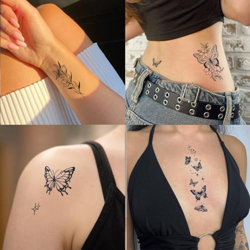 CHARLENT Butterfly Semi-Permanent Tattoos - 1-2 Week Waterproof