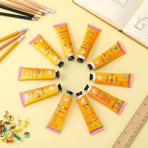 Leelosp 60 Pcs Teacher Appreciation Gift - Pencil Design Hand Cream Bulk Mini Travel Size Moisturizing Hand Lotion for Women Teacher Appreciation Week Graduation Party Favors, 10 Natural Fragrances