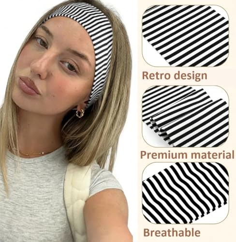 TERSE Stripe Headbands for Women, 6-Pack Y2K