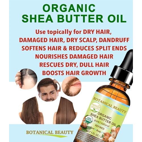 Botanical Beauty Organic SHEA BUTTER OIL 100% Pure Natural Undiluted Refined Cold Pressed Carrier Oil for Face, Skin, Hair, Lip, Nails. African Shea (Karite) Nut Oil (2 Fl Oz)