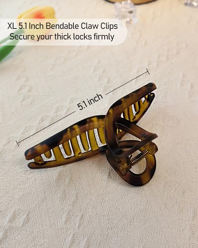 5 Inch Claw Clips for Thick Hair - Jumbo XL Matte Clips, 2 Pack