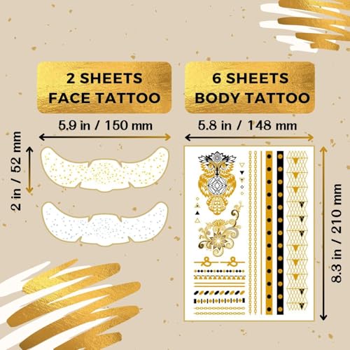 Gold Temporary Tattoos for Women - 120+ Designs