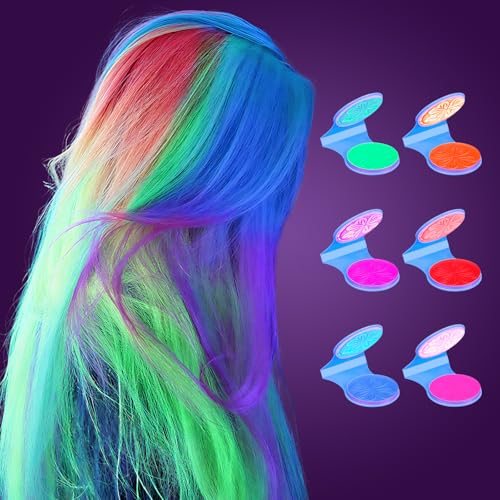 Temporary Hair Chalk 6 Colors - Washable UV Neon Hair Dye