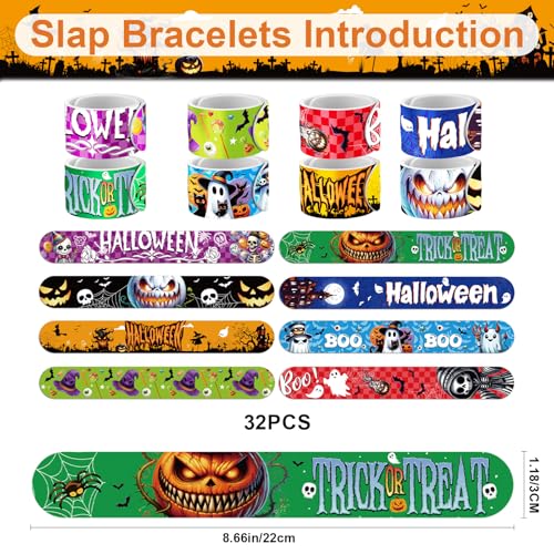 Halloween Party Favors Bulk Pack - 40 Piece Set with Slap Bracelets & Temporary Tattoos