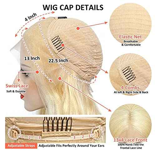 Royal Lady 613 Blonde Lace Front Bob Wig Human Hair 13x4 HD Transparent Straight Short Bob Wigs for Women 150% Density Brazilian Virgin #613 Platinum Blonde Bob Wig Pre Plucked with Baby Hair 10 Inch