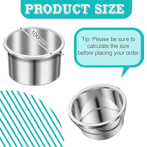 BBTO 1 Pcs Wax Pot Wax Melt Warmer Replacement Inner Pot Liner 14oz Metal Tin 4'' Portable Hair Removal Waxing Bowl Container for 500 ml Hair Removal Machine