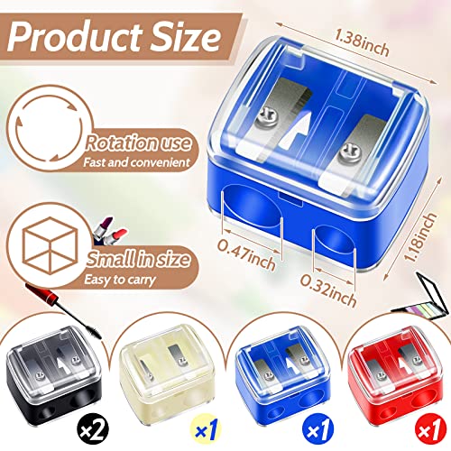 Chuangdi Dual-Hole Makeup Pencil Sharpener 5-Pack for Eyeliner & Lip Liner