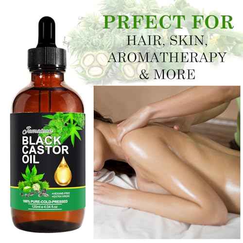 NIFEISHI Jamaican Black Castor Oil Organic Cold Pressed Glass Bottle, 4.04 fl oz
