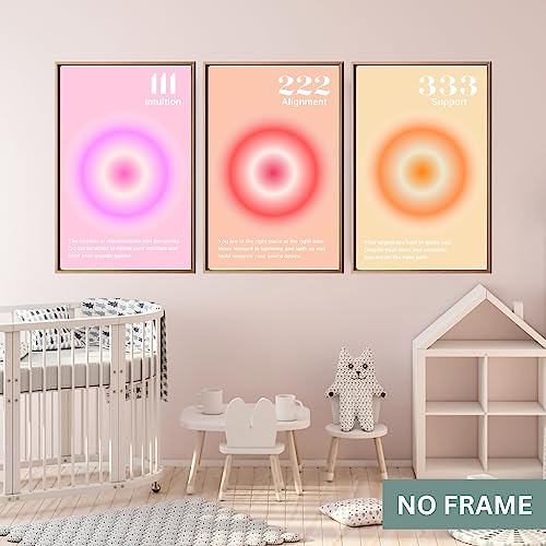 Gradient Aura Angel Numbers Poster Sets for Room Aesthetic Inspirational Quotes Wall Art Paintings Abstract Minimalist Room Wall Decor - 11x17in LAMINATED - No Frame (Angel Numbers 111, 222, 333)