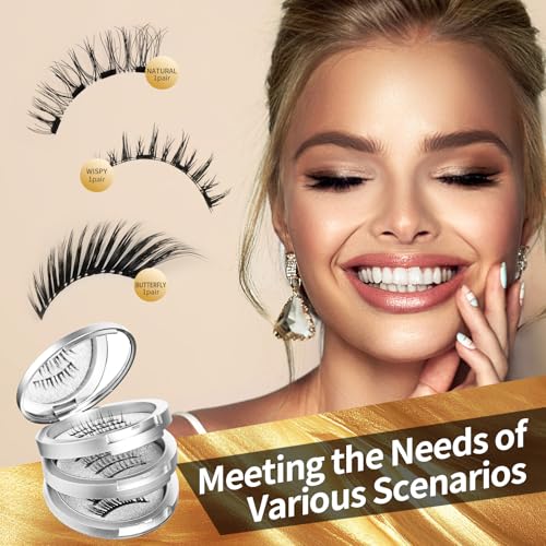 magnetic eyelashes,magnetic eyelashes with applicator,3pairs,3styles£¬natural look,wispy,butterfly£¬easy to clean