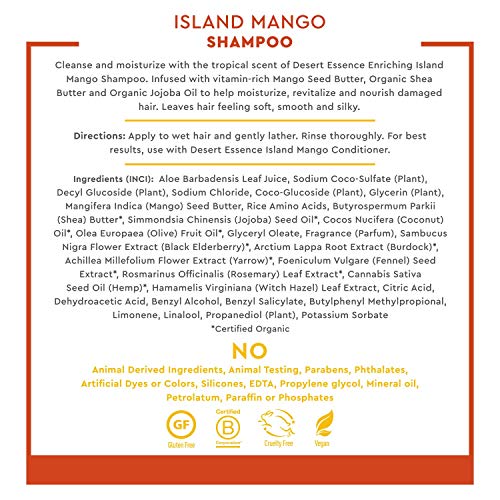 Desert Essence Island Mango Shampoo & Conditioner Bundle - 8 Fl Ounce - Enriching - Shea Butter - Jojoba Oil - Smooth & Silky - Soft & Healthy