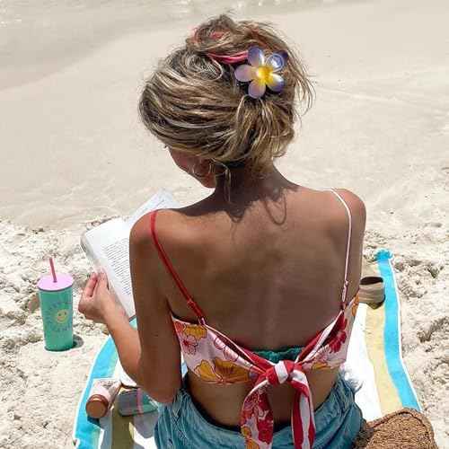 Hair Claw Clips for Thick/Thin Hair Claws 6PCS,3.34" Nonslip Big Cute Hair Clips Square Claw Clips,2.36" Medium Flower Hair Clips for Women/Girls,Hair Styling Accessories Gifts (neutral)