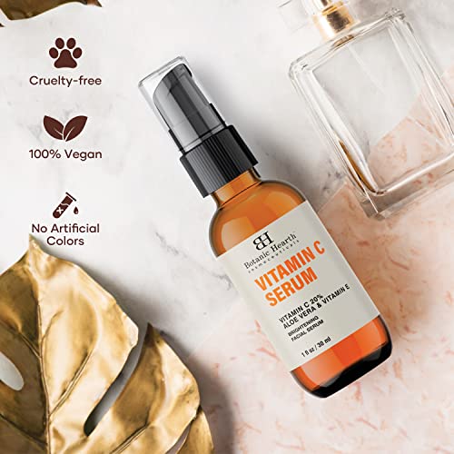 Botanic Hearth Vitamin C Serum for Face - Skin Care Formula with Vitamin E - Anti Aging Facial and Neck Serum, Reduces Appreance of Wrinkes, Acne, Under Eye Dark Circles & Dark Spot, 1 fl oz