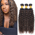 Fridnae Ombre Kinky Curly Hair Bundles P1B30 - 3 Pack, 16-20 Inch