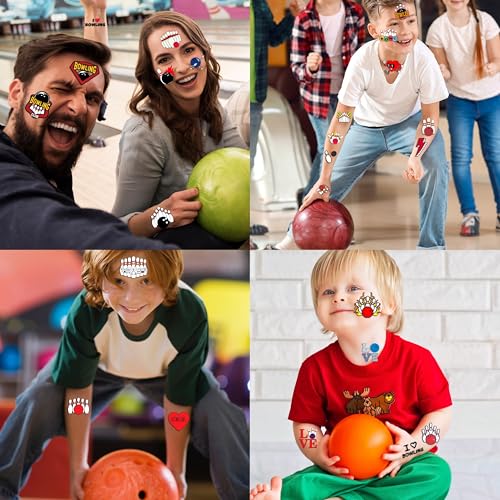 Bowling Temporary Tattoos for Kids, 96 Pcs Party Favors