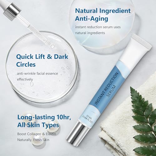 Instant Eye Lift Serum, Rapid Reduction Eye Serum Visibly Reduces Under-Eye Bags, Dark Circles, Puffiness & Wrinkles Instantly, Natural Collagen Facial Serum for Women and Men - 20ML