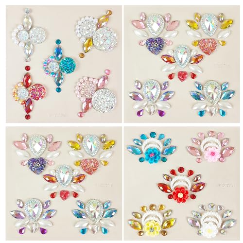 20Pcs Face Gem Stickers - Rhinestone Forehead Decals for Festivals