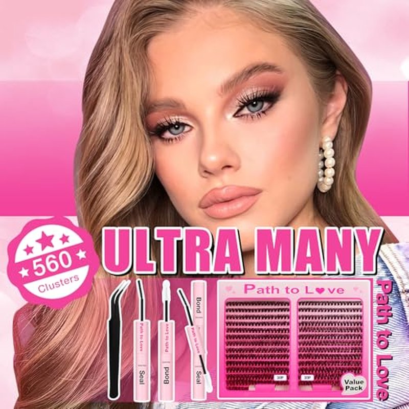 560pcs Lash Clusters Kit with Bond & Seal, 9-16mm Natural Volume