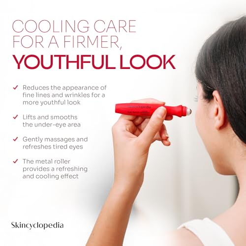 Under Eye Roll-On with Retinol & Squalane, Cooling Roller, Energizing Serum for Dark Circles, Puffiness Bags, Fine Lines & Wrinkles, Firms & Brightens Skin.