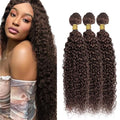 Brown Curly Wave Human Hair Bundles 26 28 30 Inch