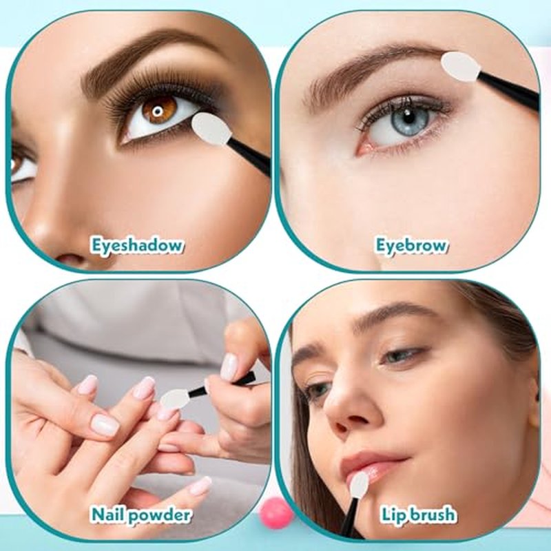 50 Pcs Double-Sided Eyeshadow Applicators - Reusable Makeup Tools