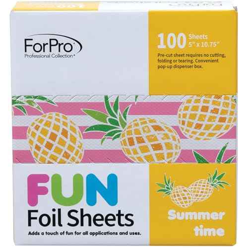 ForPro FUN Summertime 5" Foil Sheets, Aluminum Hair Foils for Color Application and Highlighting Services, Food Safe, Pop-Up Dispenser, 5¡± W x 10.75¡± L, 100-Count