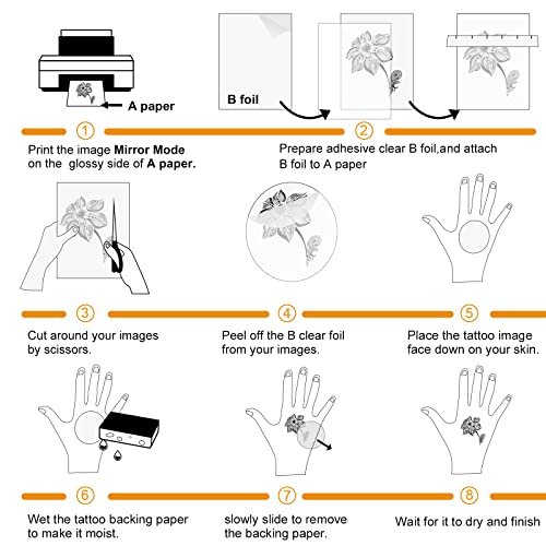 Printable Temporary Tattoo Paper 8.5x11 - 5 Sheets Inkjet