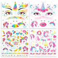 HOWAF Unicorn Face Tattoos - 4 Sheet Set, Waterproof Halloween