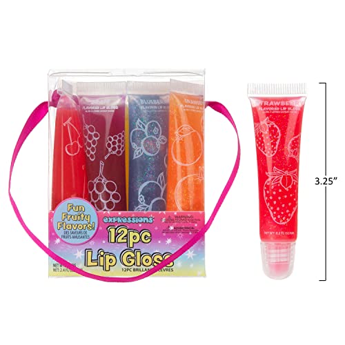 12-Piece Fruit Flavored Lip Gloss Set for Kids