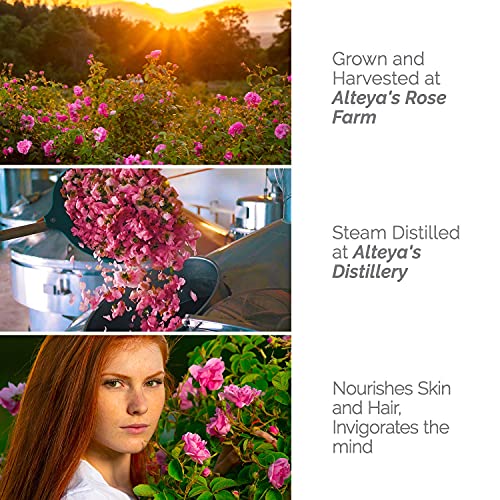 Alteya Organics Rose Water, Organic Facial Toner, 34 Fl Oz/ 2x17 Fl Oz Bundle, Pure Bulgarian Rosa Damascena Flower Water, Award-Winning Moisturizer, BPA-Free Bottle with Reducer