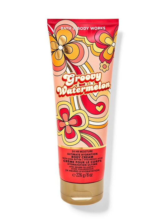 Bath & Body Works Groovy Watermelon Ultimate Hydration Body Cream Gift Set For Women, 8 Fl Oz (Groovy Watermelon)