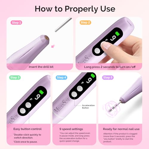 MelodySusie Purple Cordless Nail Drill & UV Handheld Lamp Set - Portable Manicure Tools