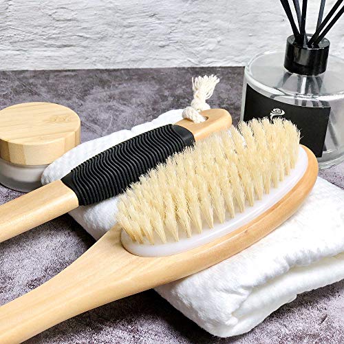 Wooden Bath Brush with Long Handle for Back Exfoliating