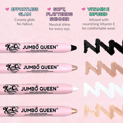 Kimchi Chic Beauty Jumbo Queen Eye Crayon, Multi-Use Cream Eyeshadow Stick, Eyeliner, Highlighter & Primer, Vitamin E Infused, Blendable Neutral Shade, Cruelty-Free, 01 Coconut