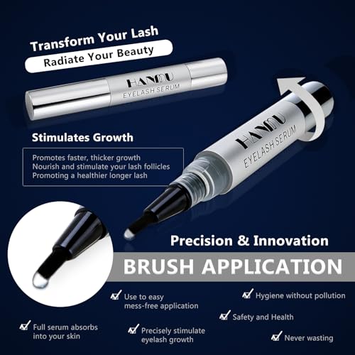 HANMU Eyelash Growth Serum, Non-Irritating Eye Lash Serum,For Rapid Enhancement of Eyelash Growth - Fuller, Faster, Longer, Premium Lash Enhancer-4ml